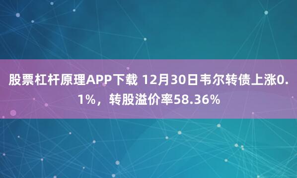 股票杠杆原理APP下载 12月30日韦尔转债上涨0.1%，转股溢价率58.36%