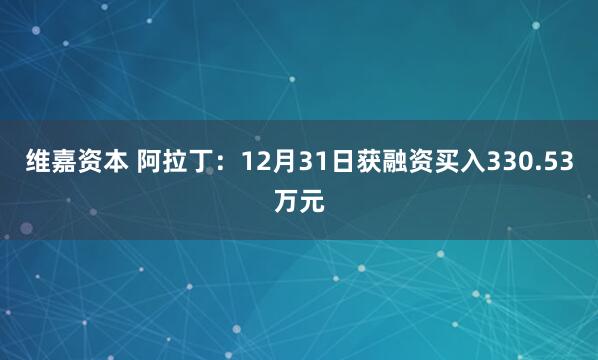 维嘉资本 阿拉丁：12月31日获融资买入330.53万元